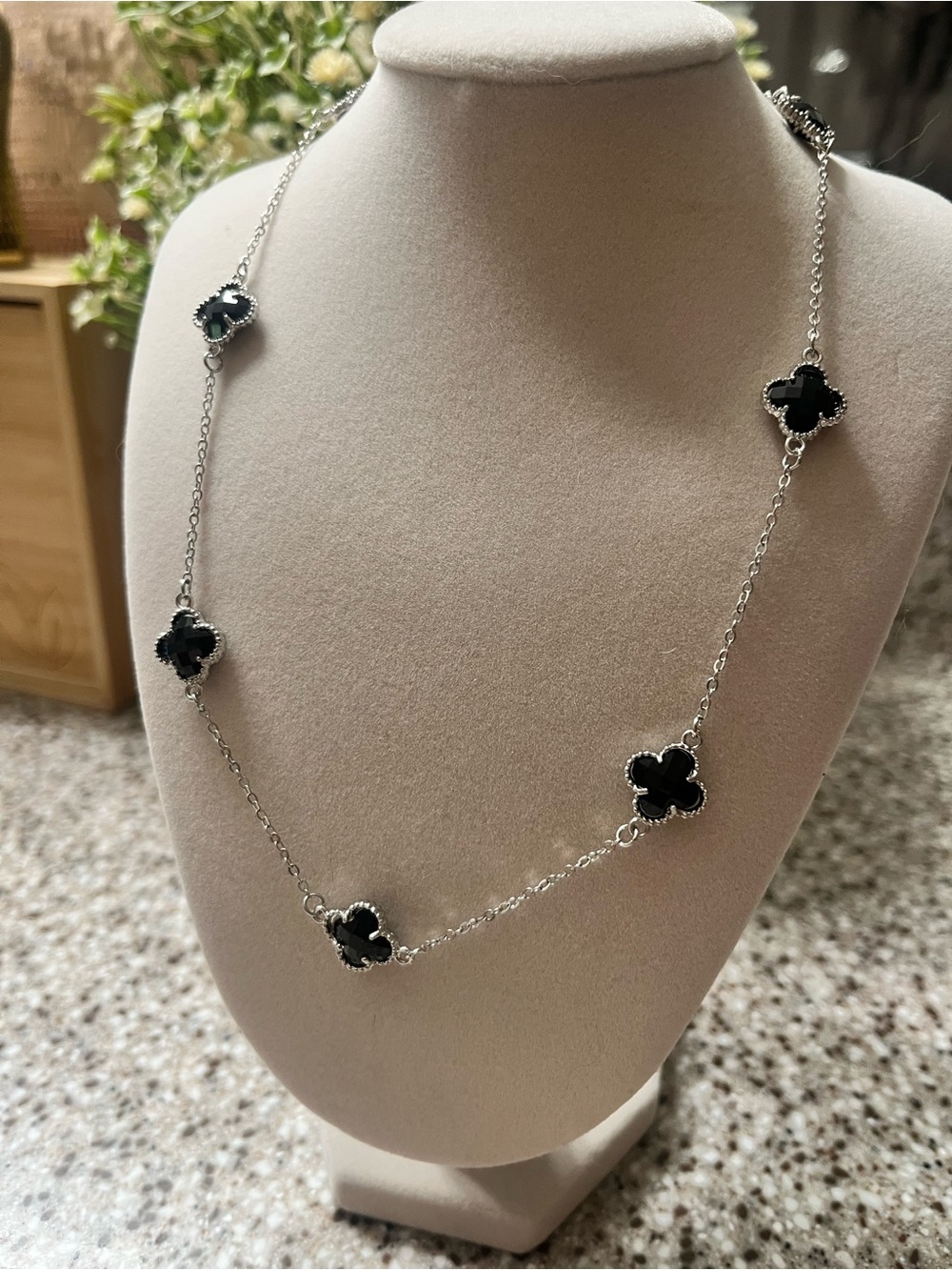 Black Clover-Style Long Station Necklace - Women Jewelry